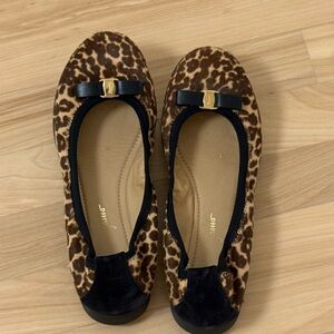Ferragamo leopard print ballet calf hair flats 8M
